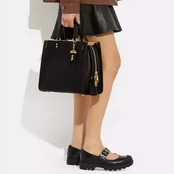 Coach Rogue Black Leather Shoulder Bag - Picture 2 of 6